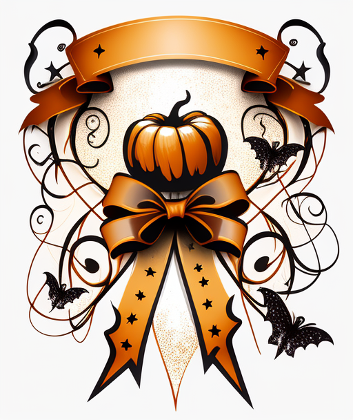 Pumpkin Ribbon Halloween Frame DTF Transfer