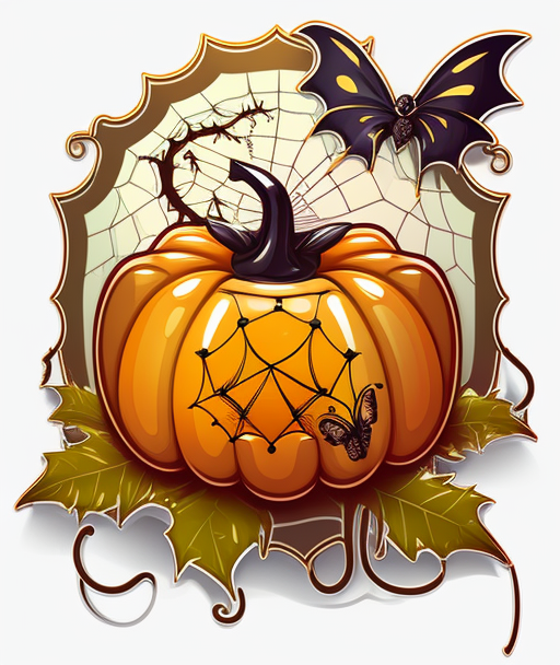 Spiderweb Pumpkin Halloween Emblem DTF Transfer