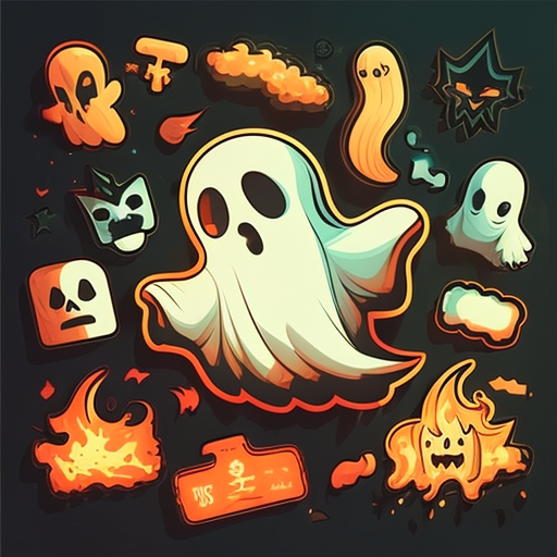 Cute Ghost Doodle Halloween Elements DTF Transfer