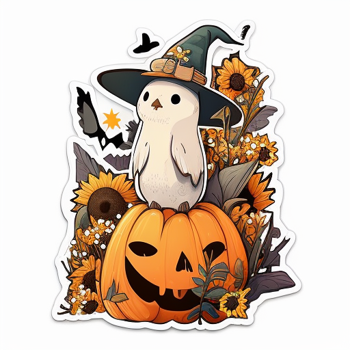 Sunflower Ghost Pumpkin Sticker DTF Transfer