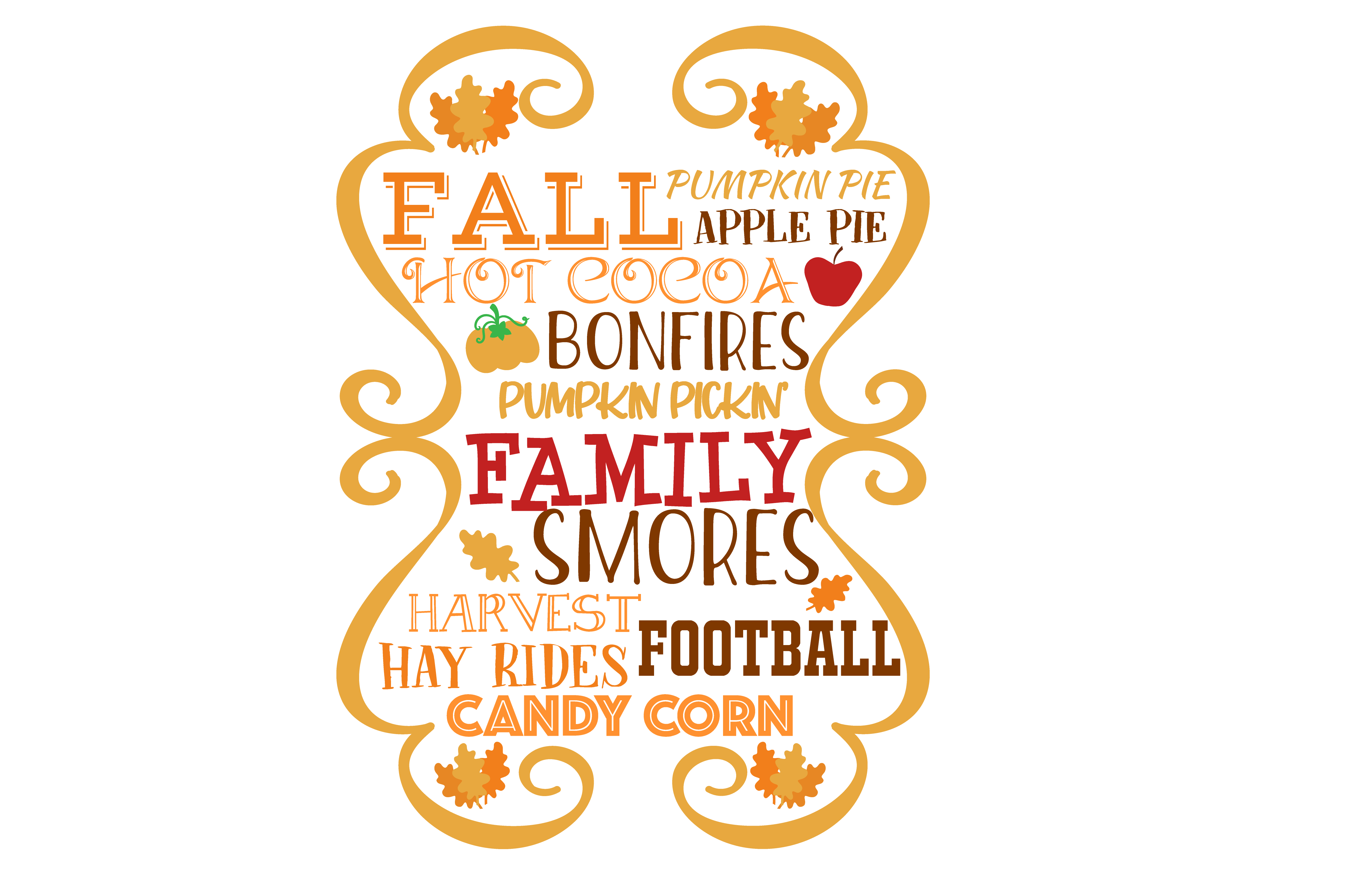 Autumn Harvest Typography DTF Transfer