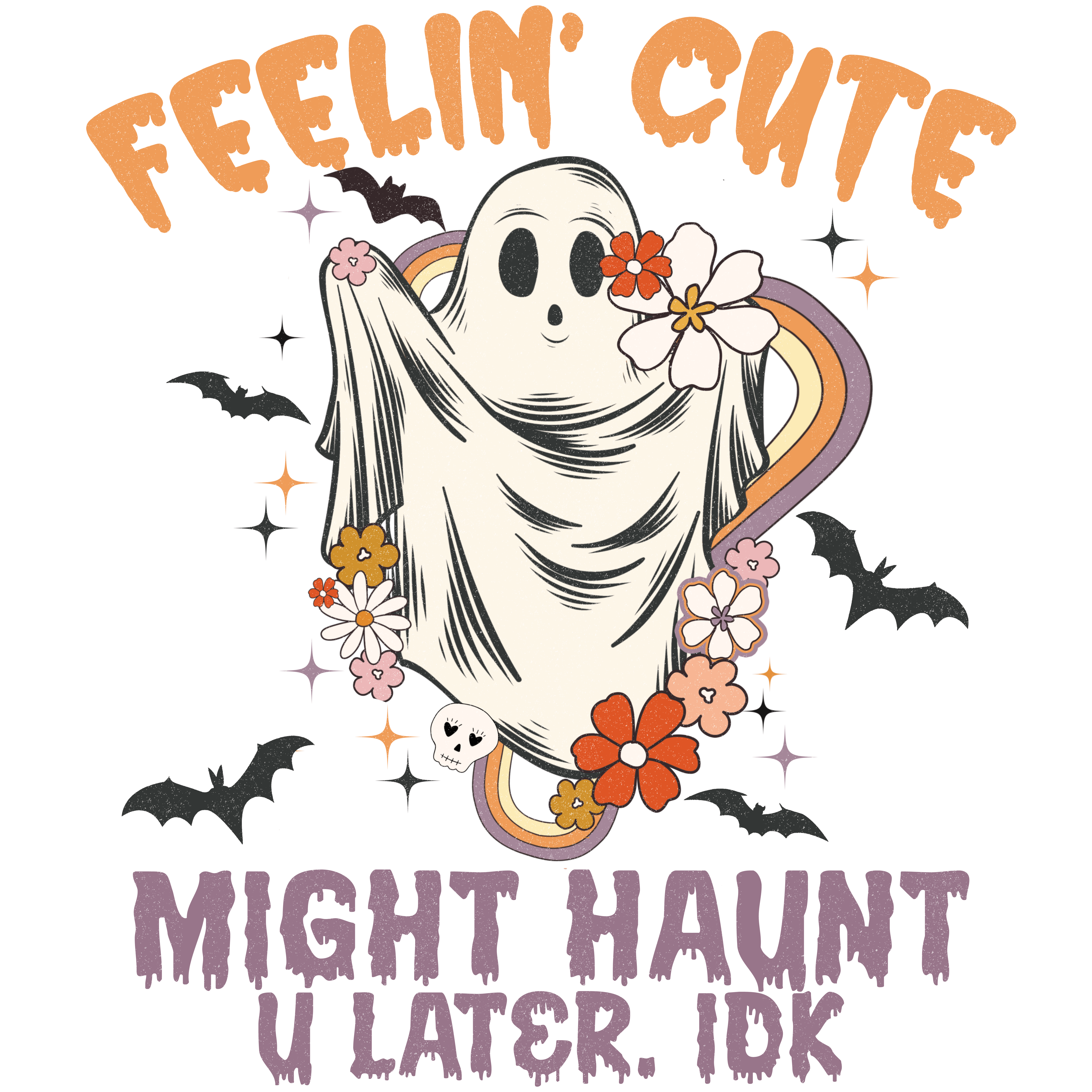 Cute Floral Ghost Halloween DTF Transfer