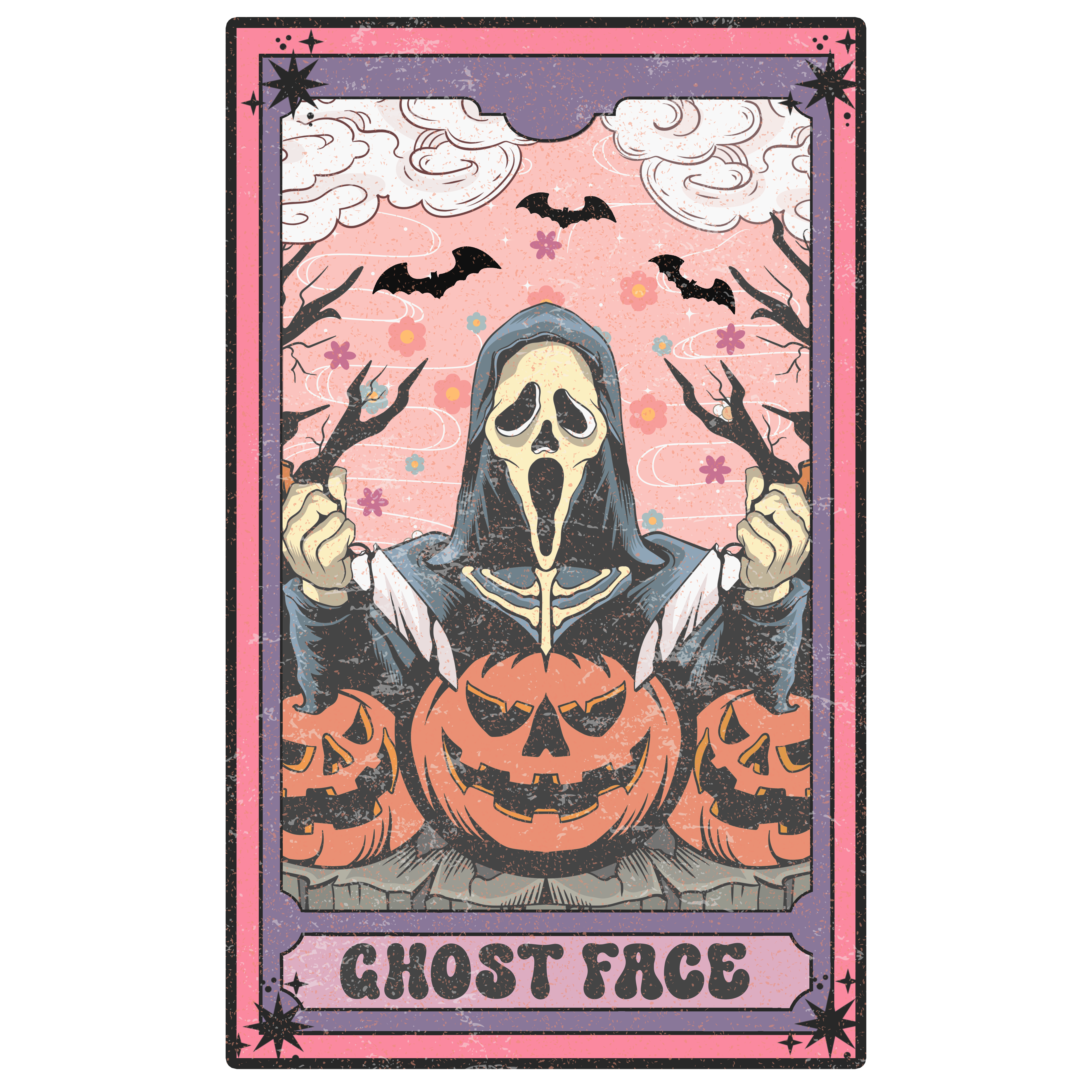 Masked Slasher Pumpkin Halloween Card DTF Transfer