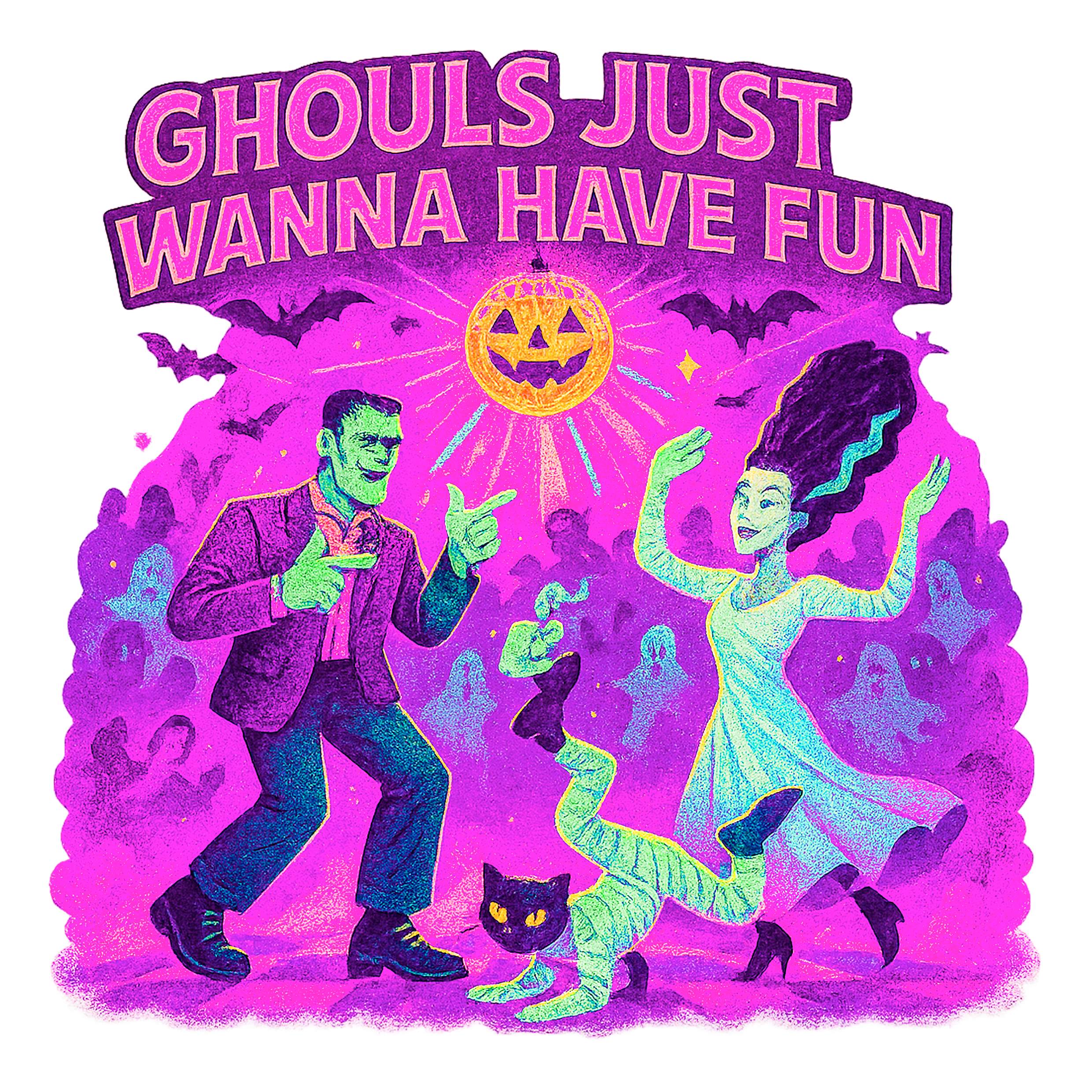 Retro Monster Halloween Dance Party DTF Transfer