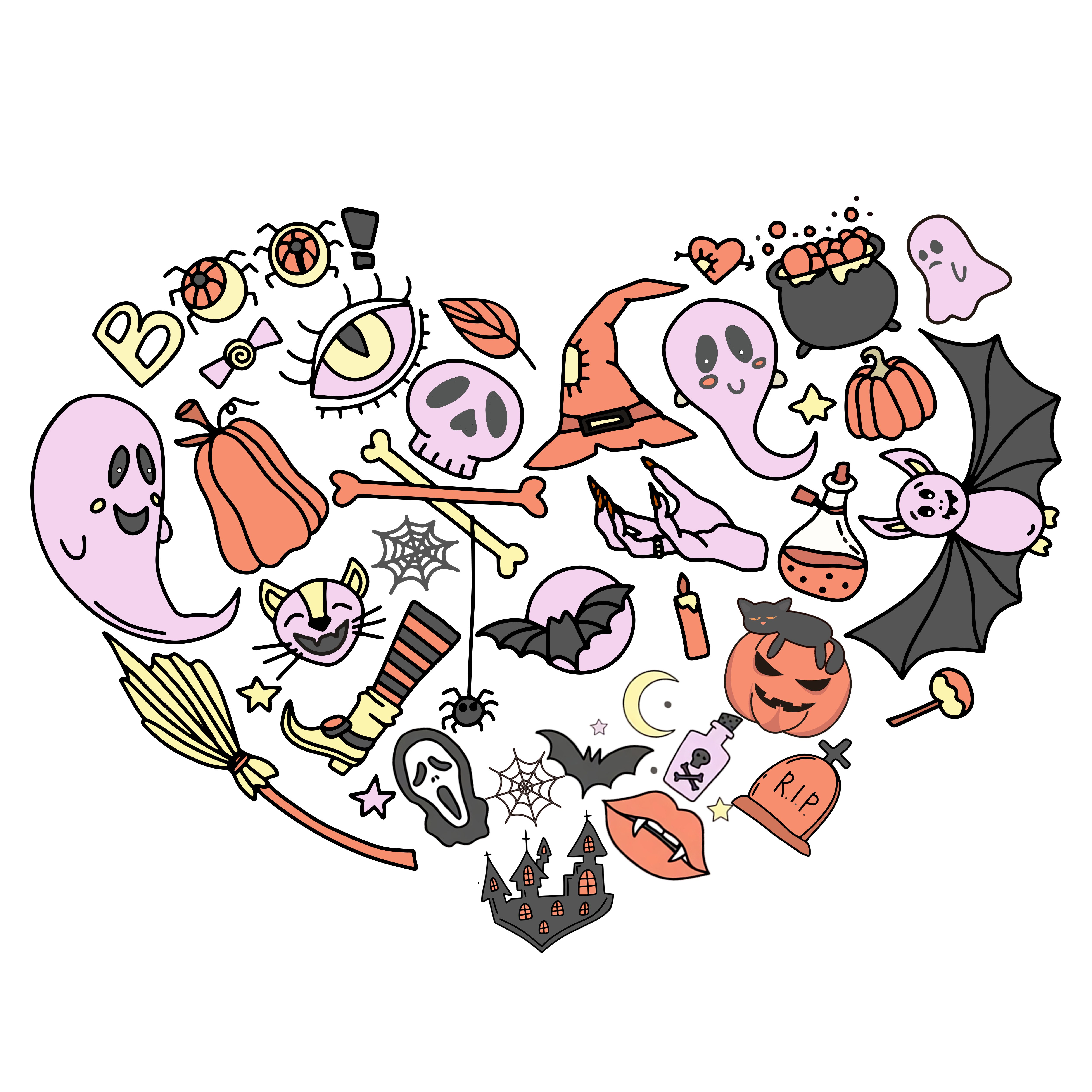 Cute Spooky Halloween Doodle DTF Transfer