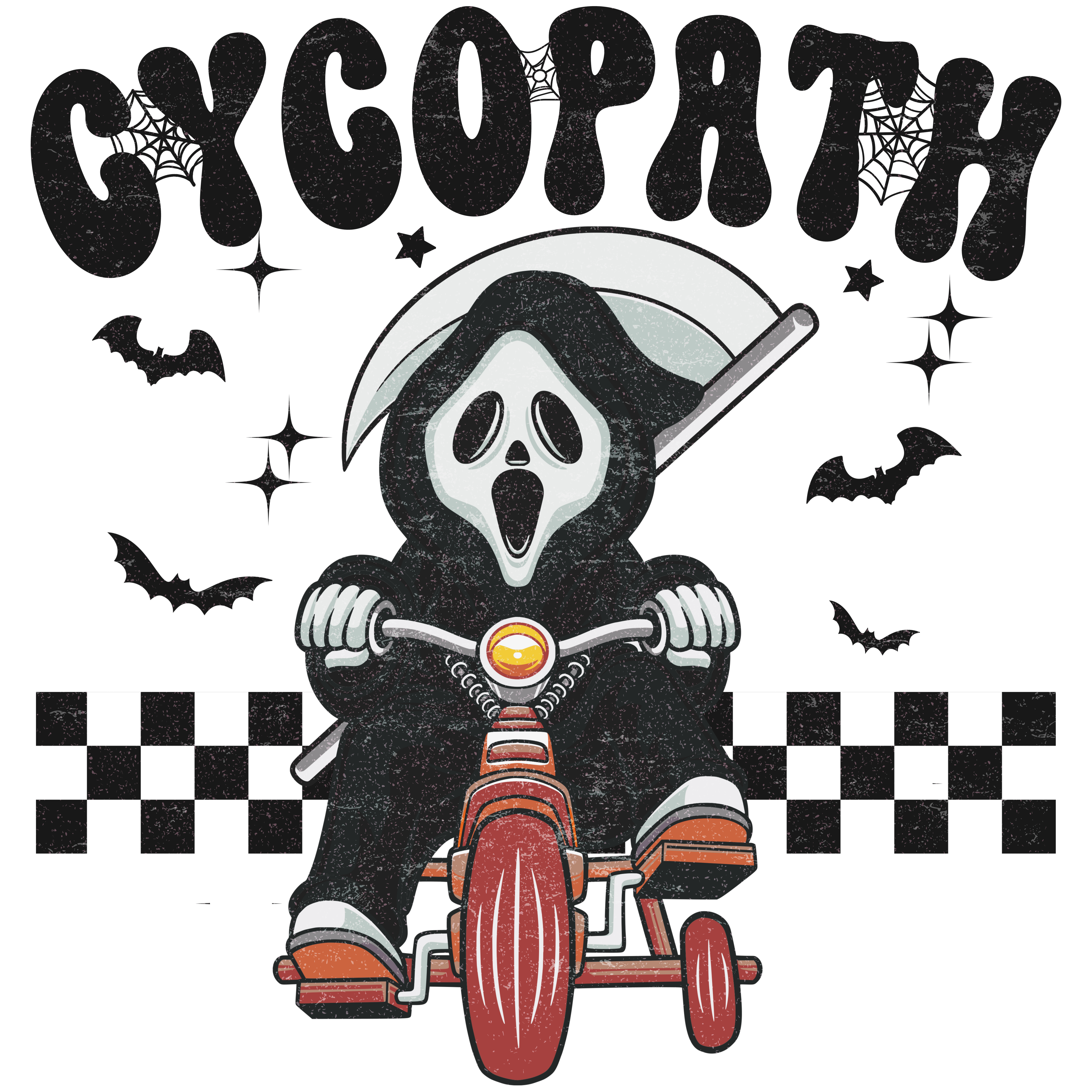 Masked Ghoul Tricycle Halloween DTF Transfer