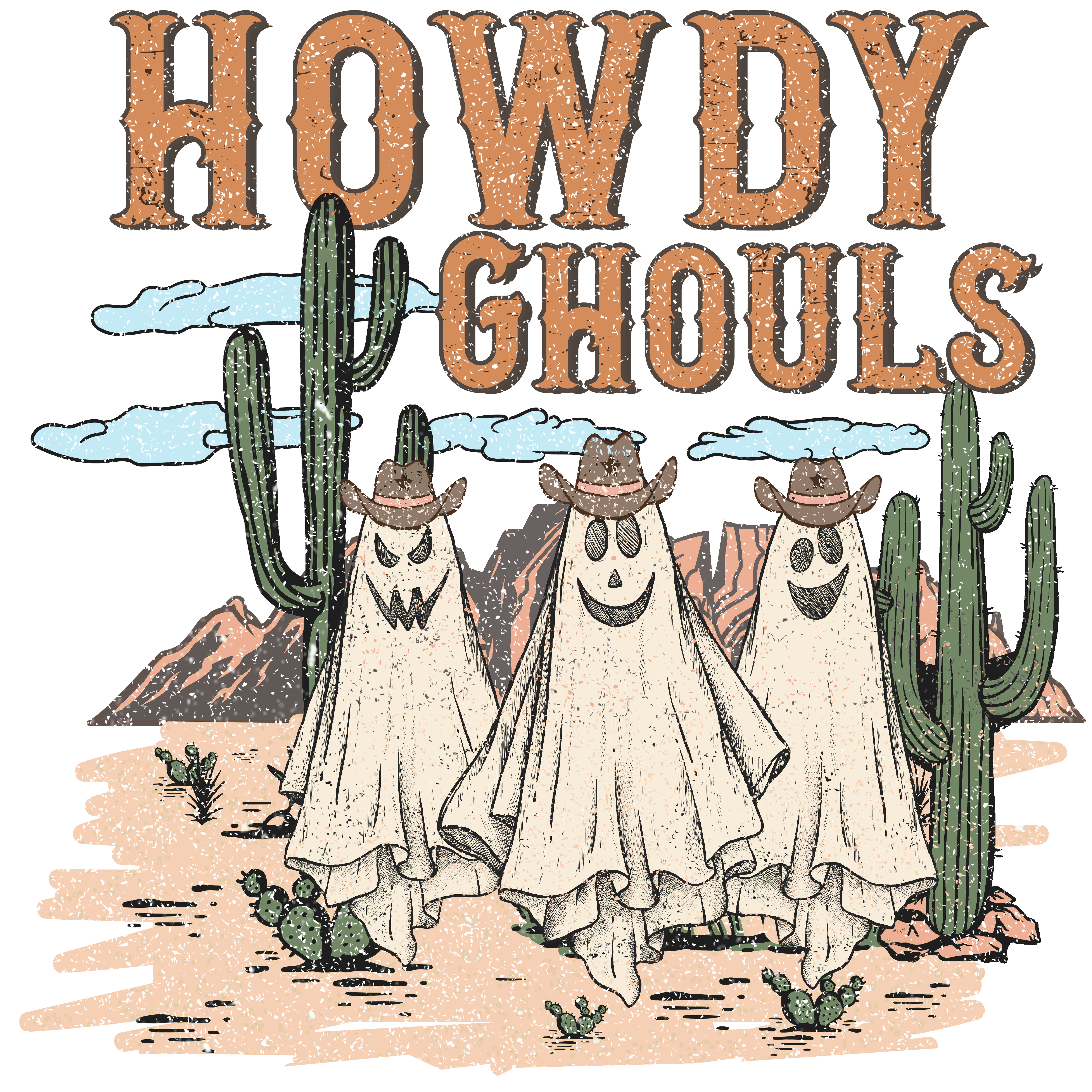 Howdy Cowboy Ghosts Halloween DTF Transfer