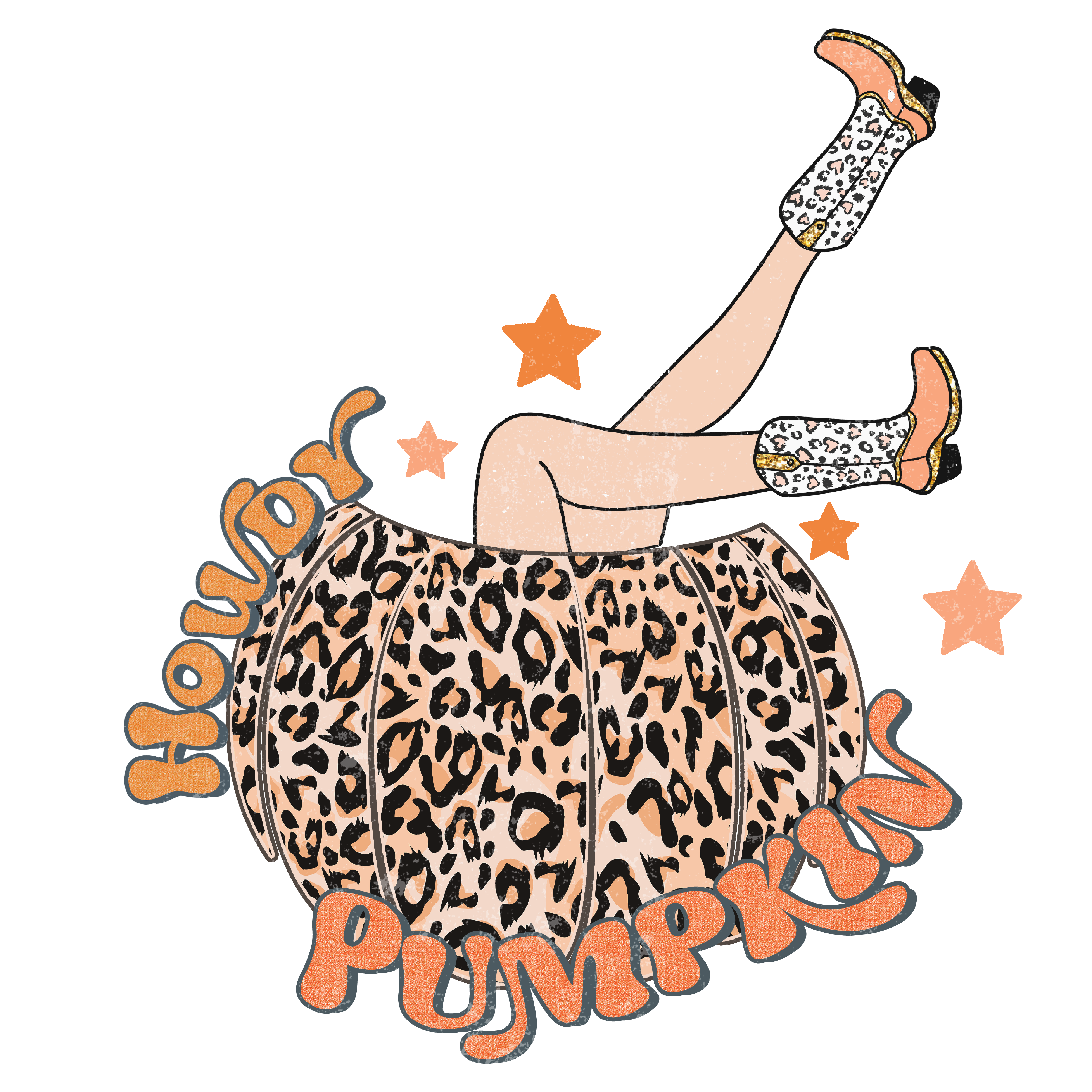 Leopard Pumpkin Cowgirl Halloween DTF Transfer