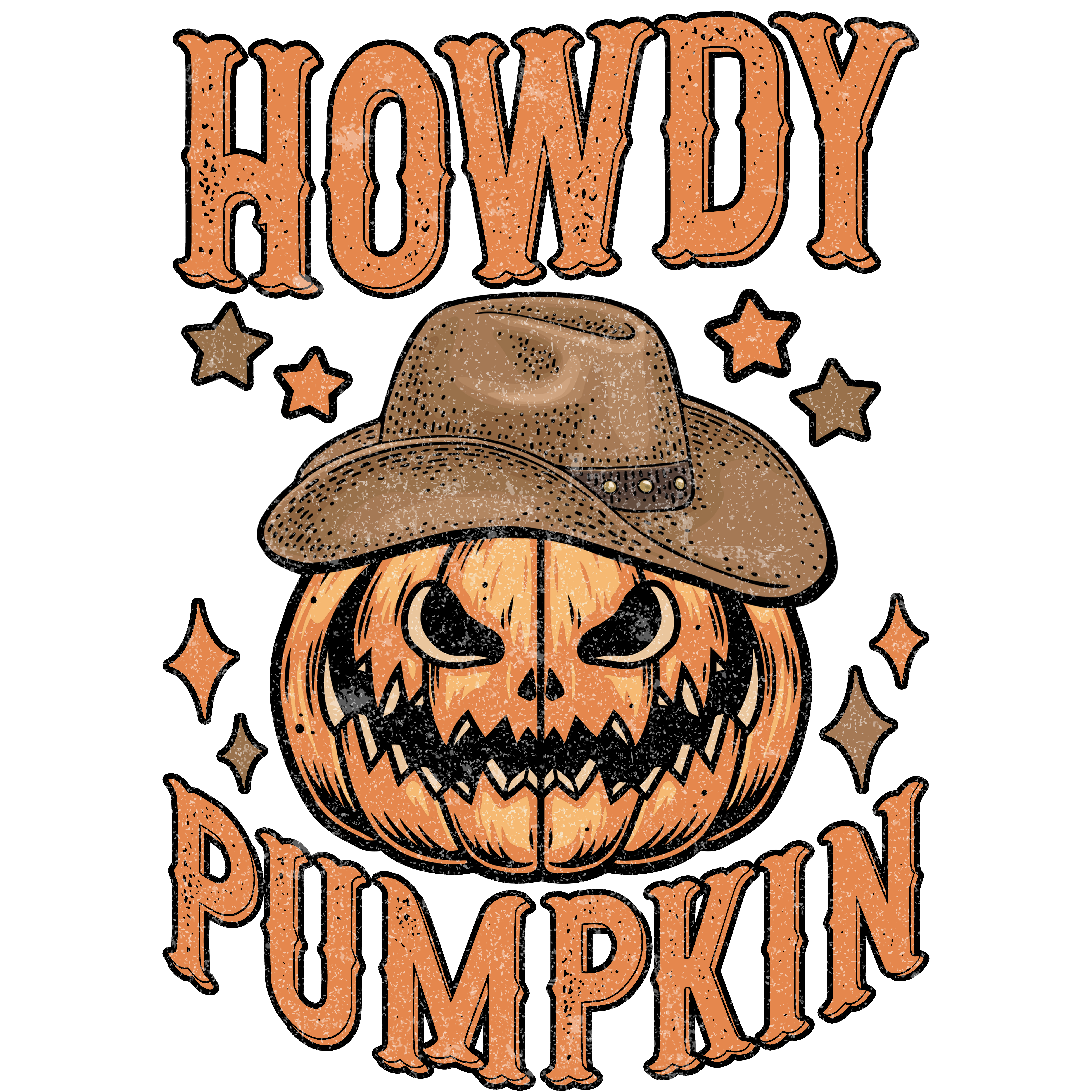Spooky Cowboy Pumpkin Halloween DTF Transfer