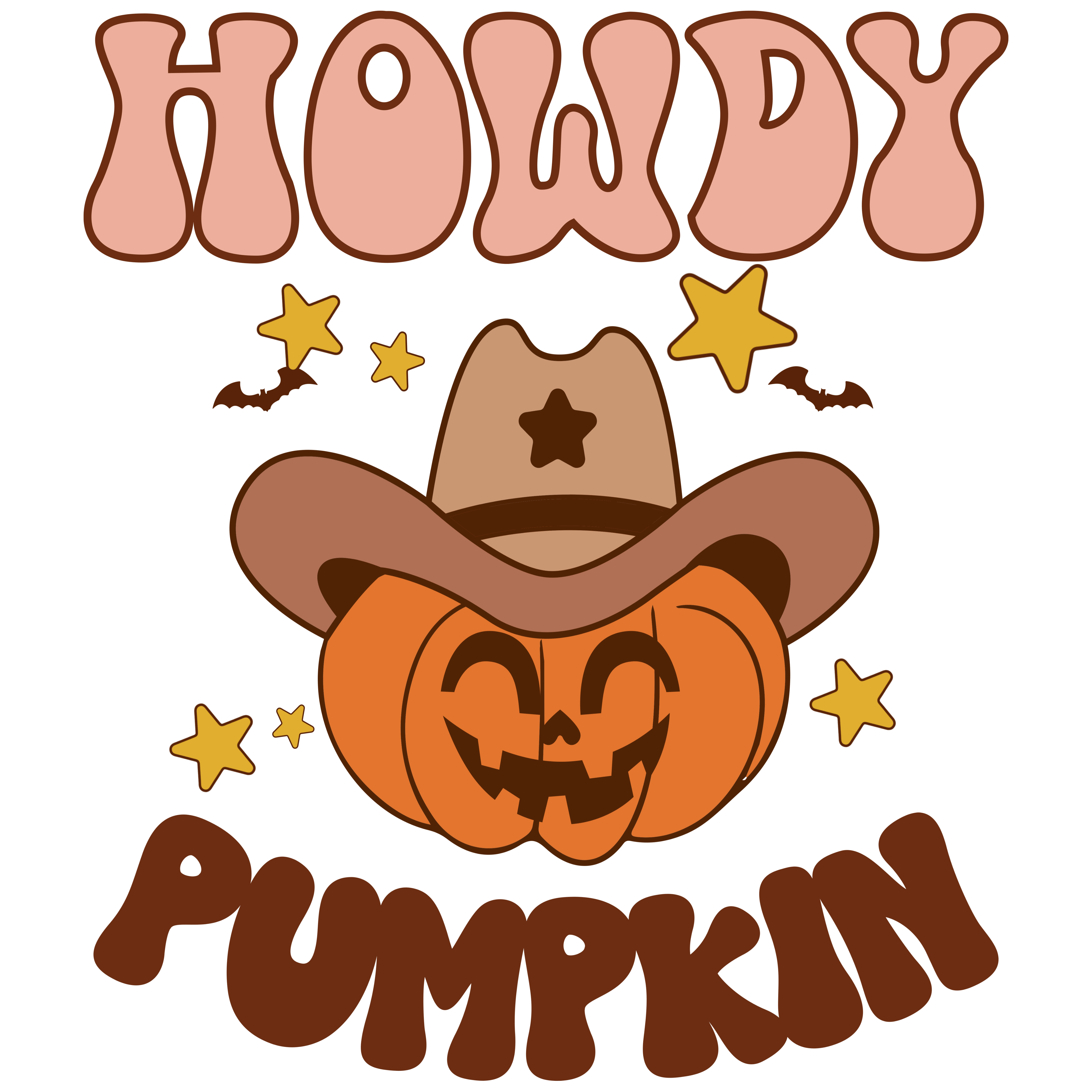 Cute Cowboy Pumpkin Halloween DTF Transfer