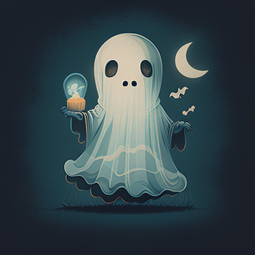 Cute Floating Ghost With Candle Halloween Art DTF Transfer