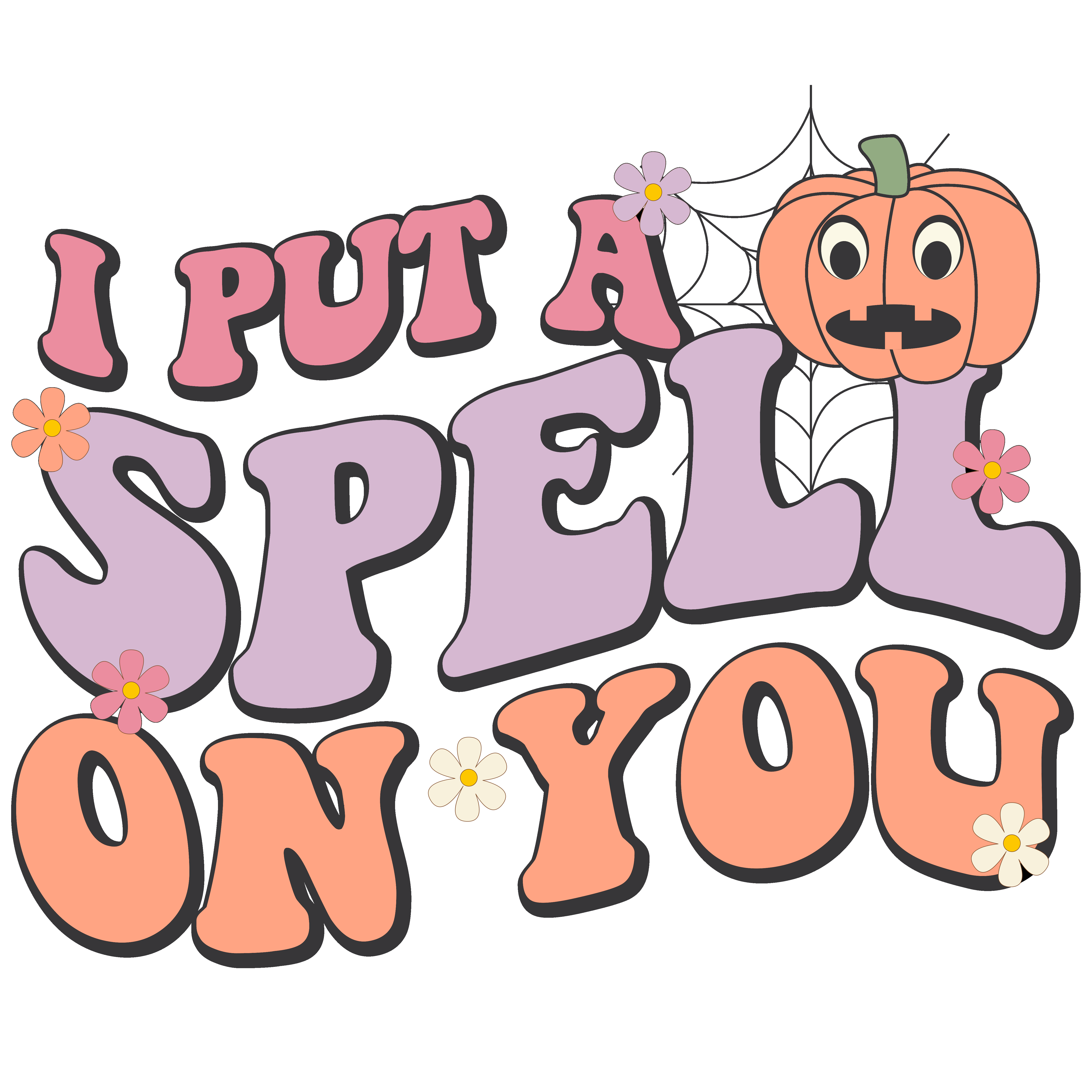 Retro Pumpkin Spell Halloween DTF Transfer