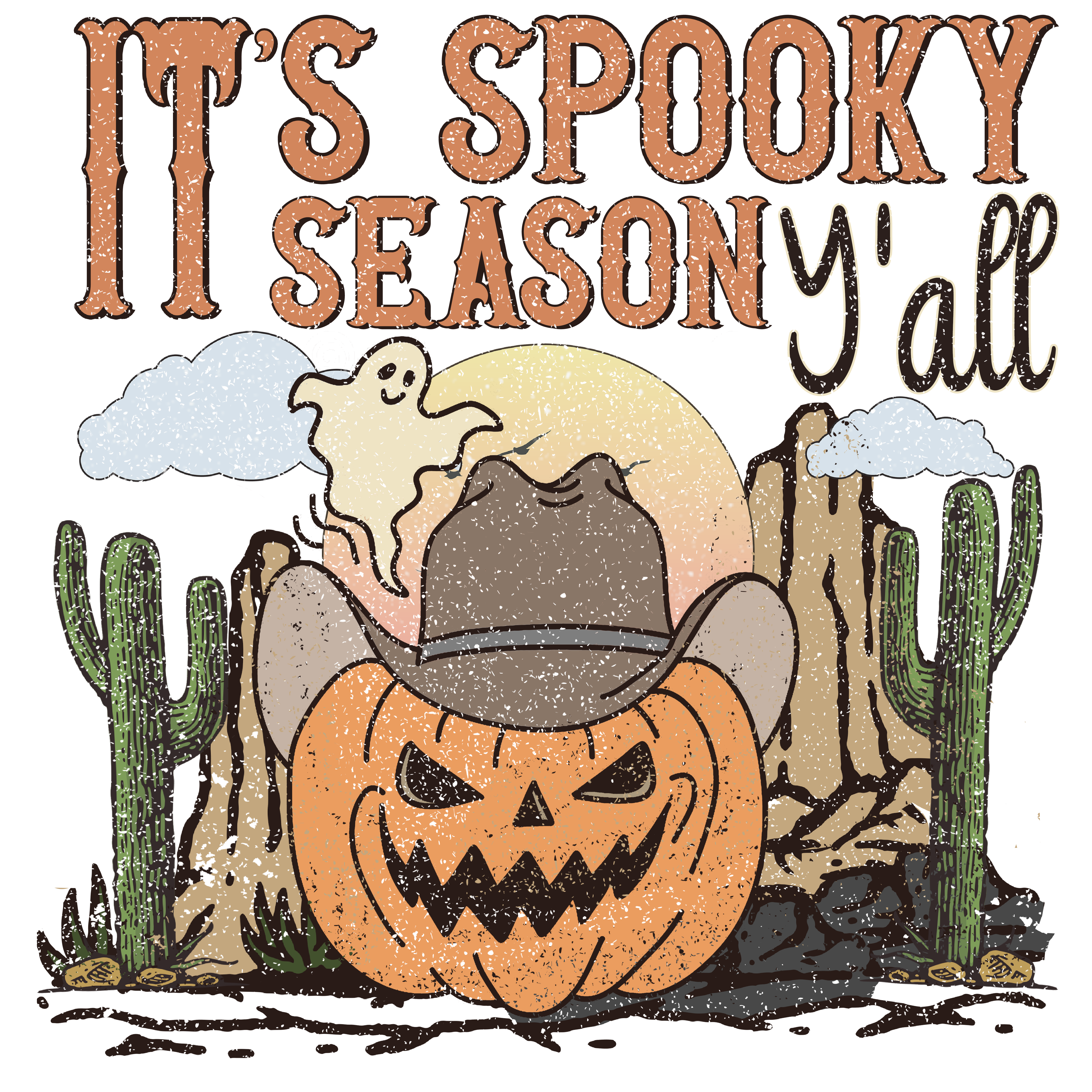 Western Spooky Season Pumpkin DTF Transfer