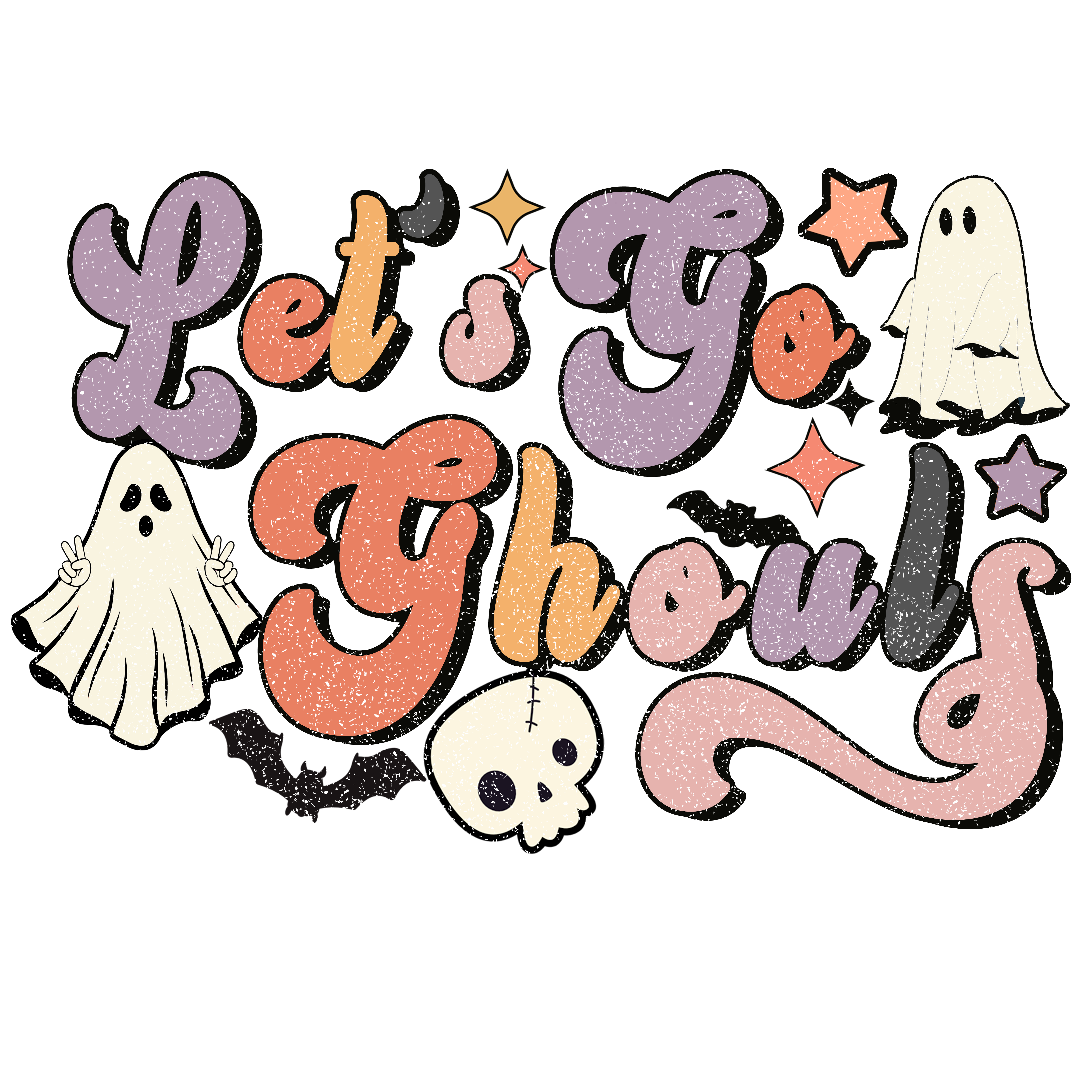 Vintage Groovy Ghost Halloween DTF Transfer
