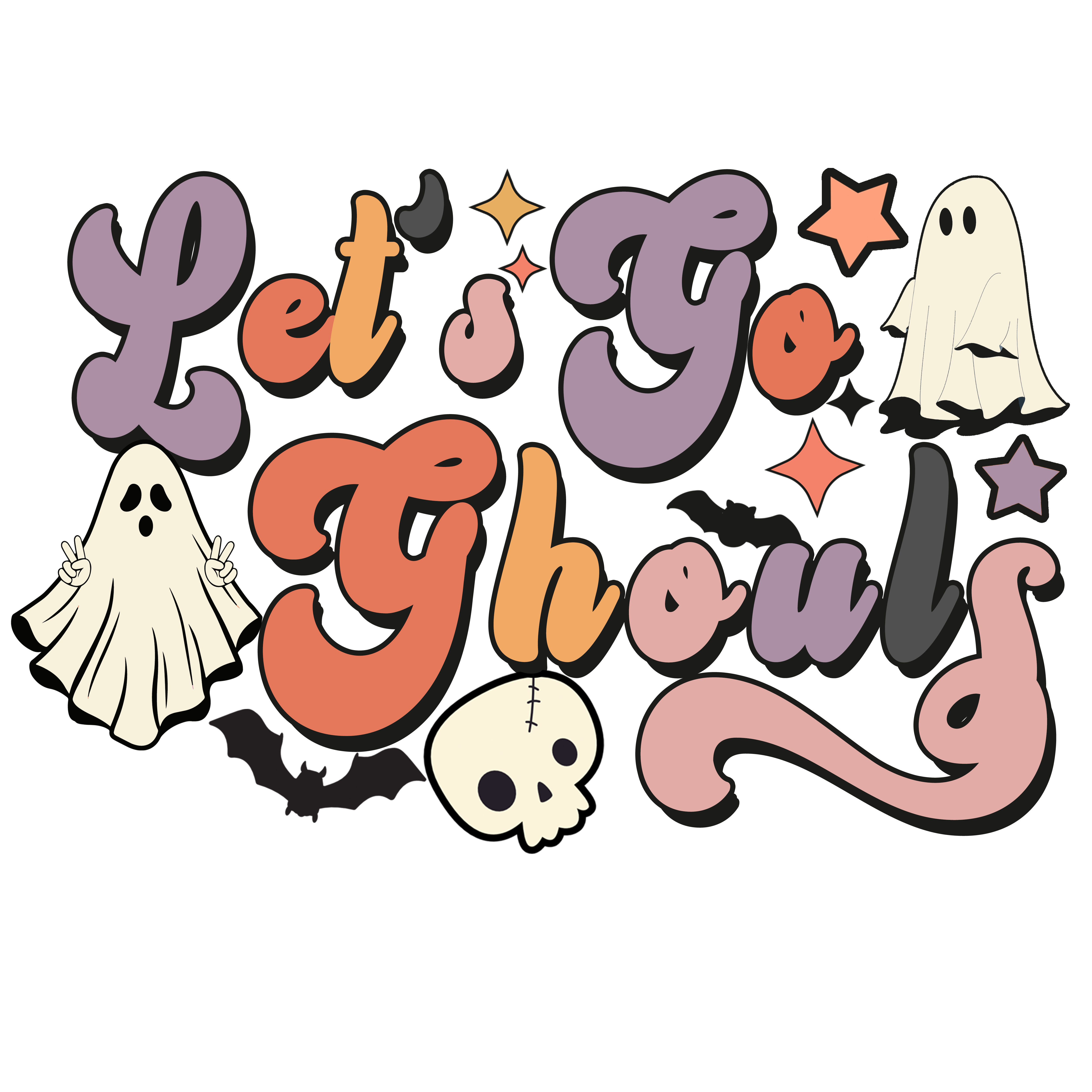 Retro Groovy Ghost Halloween DTF Transfer