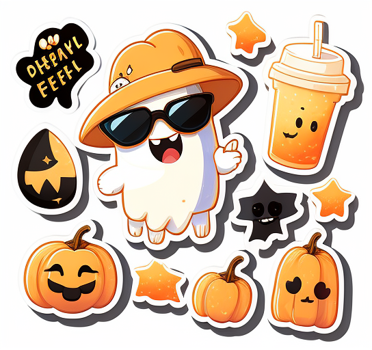 Cute Ghost And Pumpkin Halloween Sticker DTF Transfer