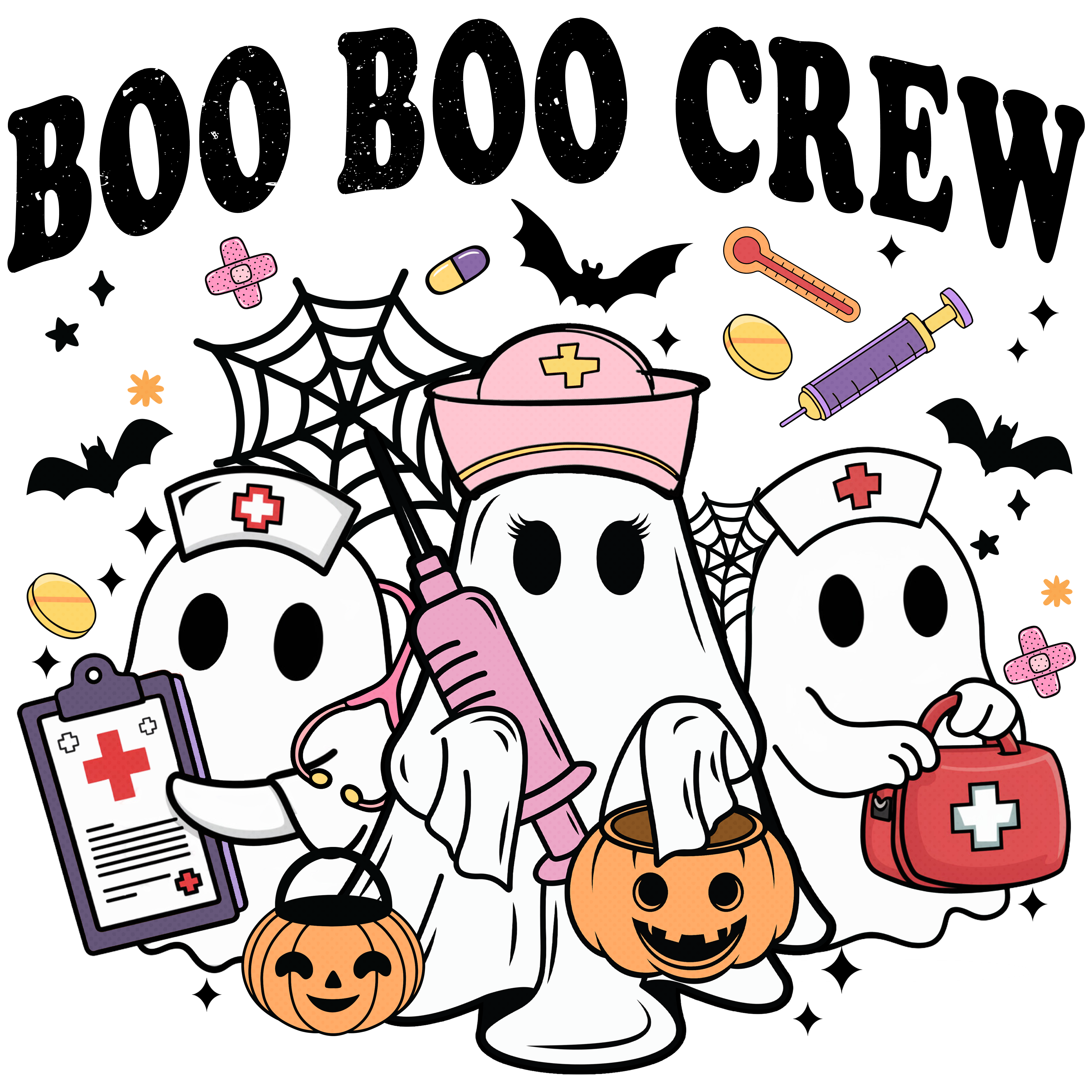 Ghost Nurse Halloween Medical Team DTF Transfer