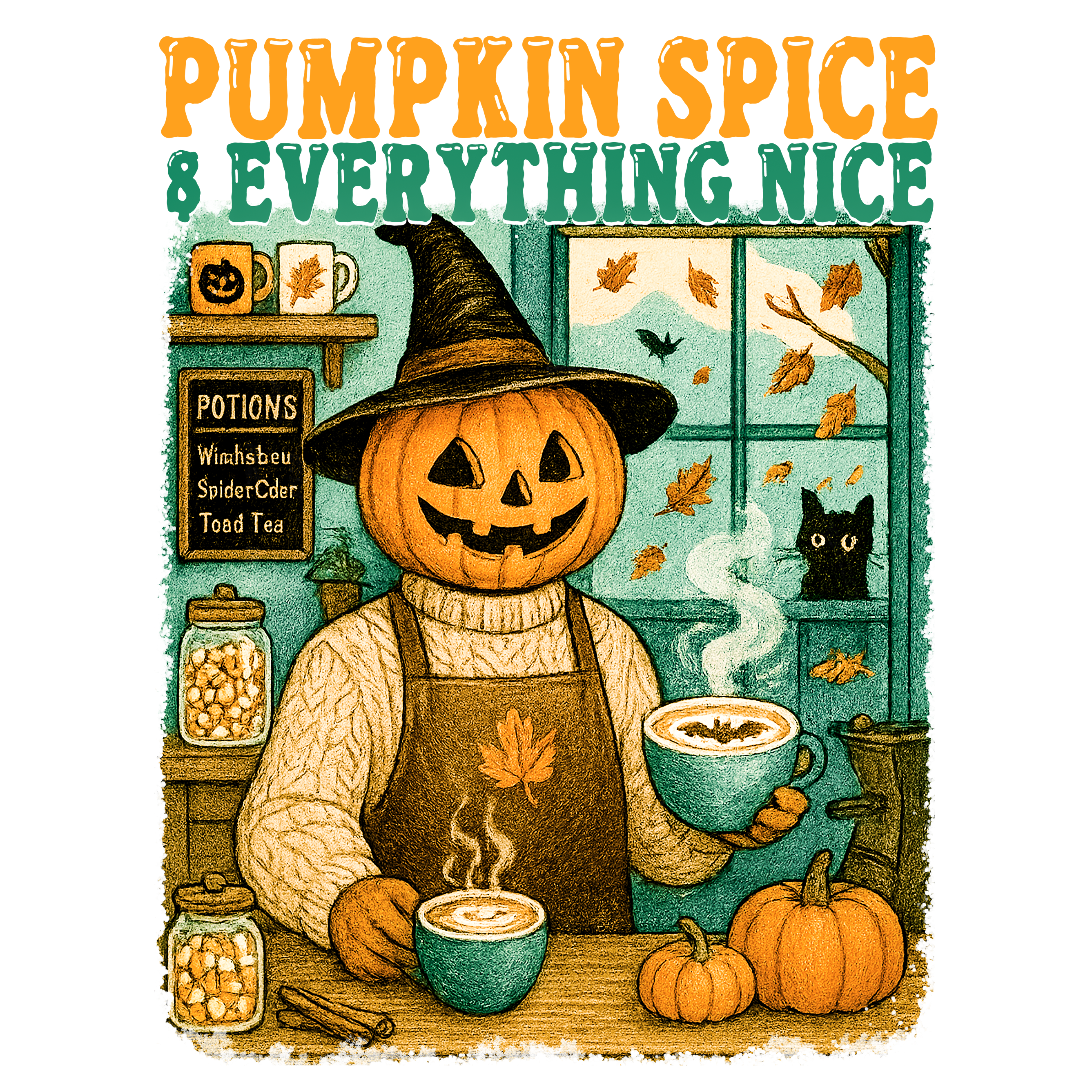 Pumpkin Spice Halloween Cafe DTF Transfer