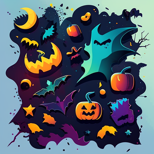 Colorful Halloween Elements Abstract Collage DTF Transfer