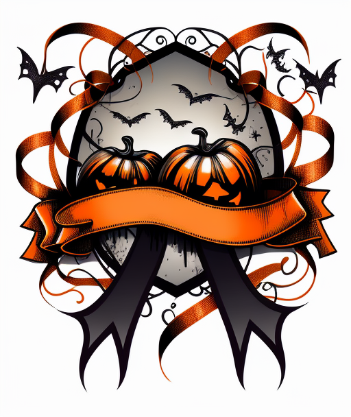 Elegant Halloween Pumpkin Ribbon Frame DTF Transfer