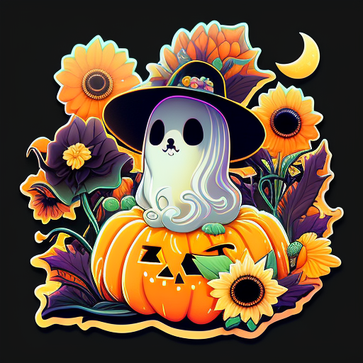 Autumn Ghost In Pumpkin Patch Sunflower DTF Transfer