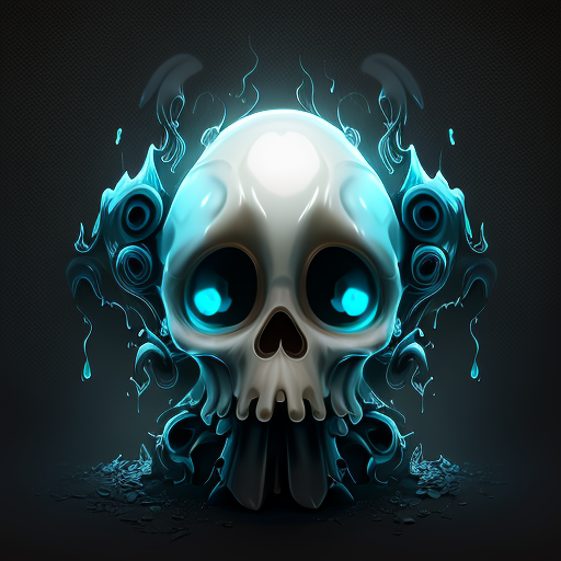 Glowing Blue Skull Halloween Dark Fantasy DTF Transfer