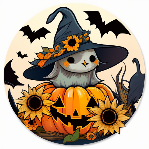 Scarecrow Pumpkin And Sunflower Halloween Harvest DTF Transfer