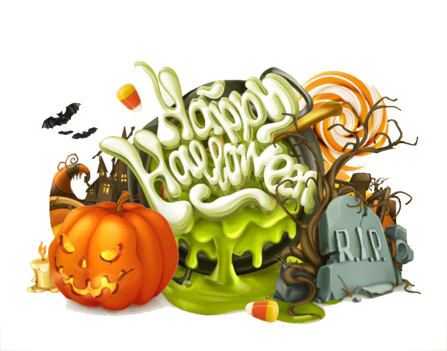 Happy Halloween Slime Pumpkin And Graveyard DTF Transfer