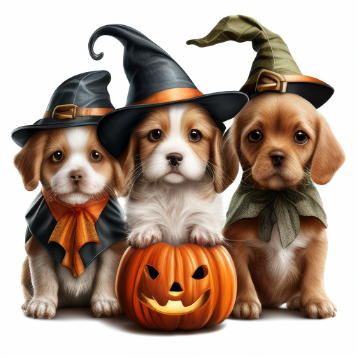Adorable Halloween Puppies In Witch Hats DTF Transfer