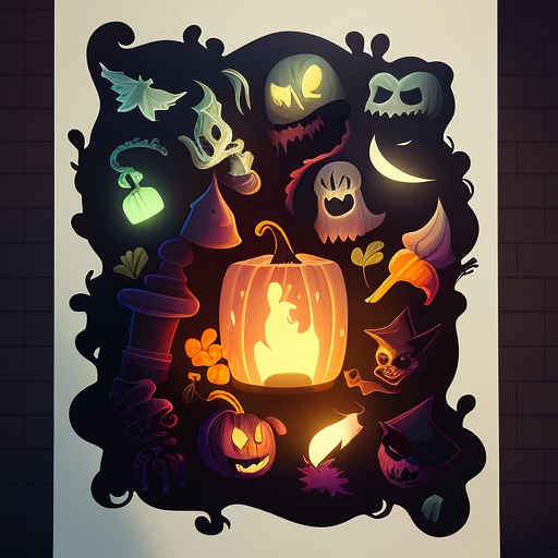 Glowing Halloween Pumpkin And Ghost Magical DTF Transfer