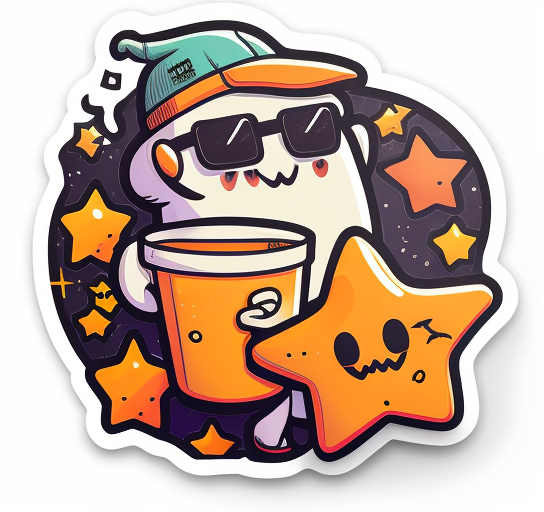 Cute Ghost With Coffee And Star Halloween DTF Transfer