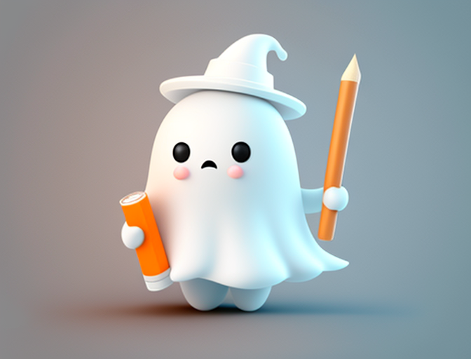 Cute 3D Ghost Artist Holding Pencil And Marker DTF Transfer
