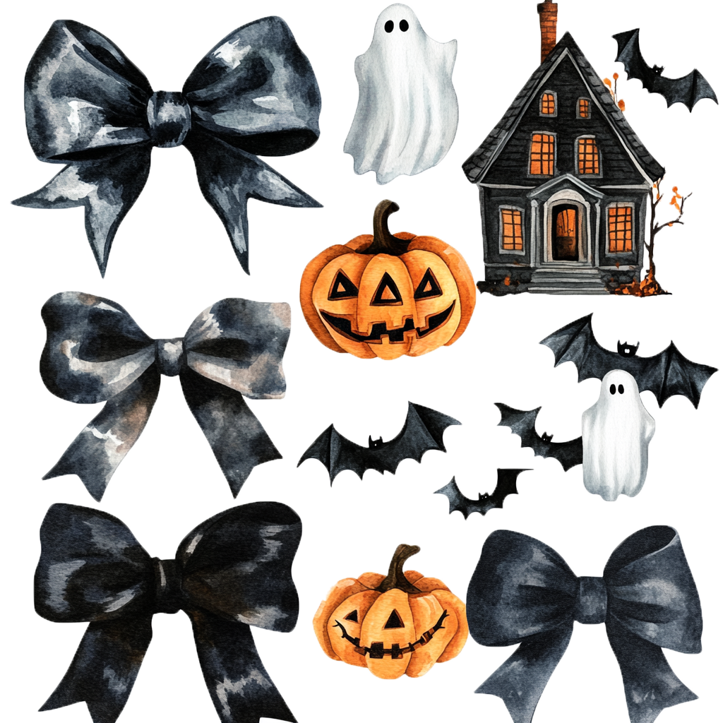 Watercolor Halloween Clipart Set DTF Transfer