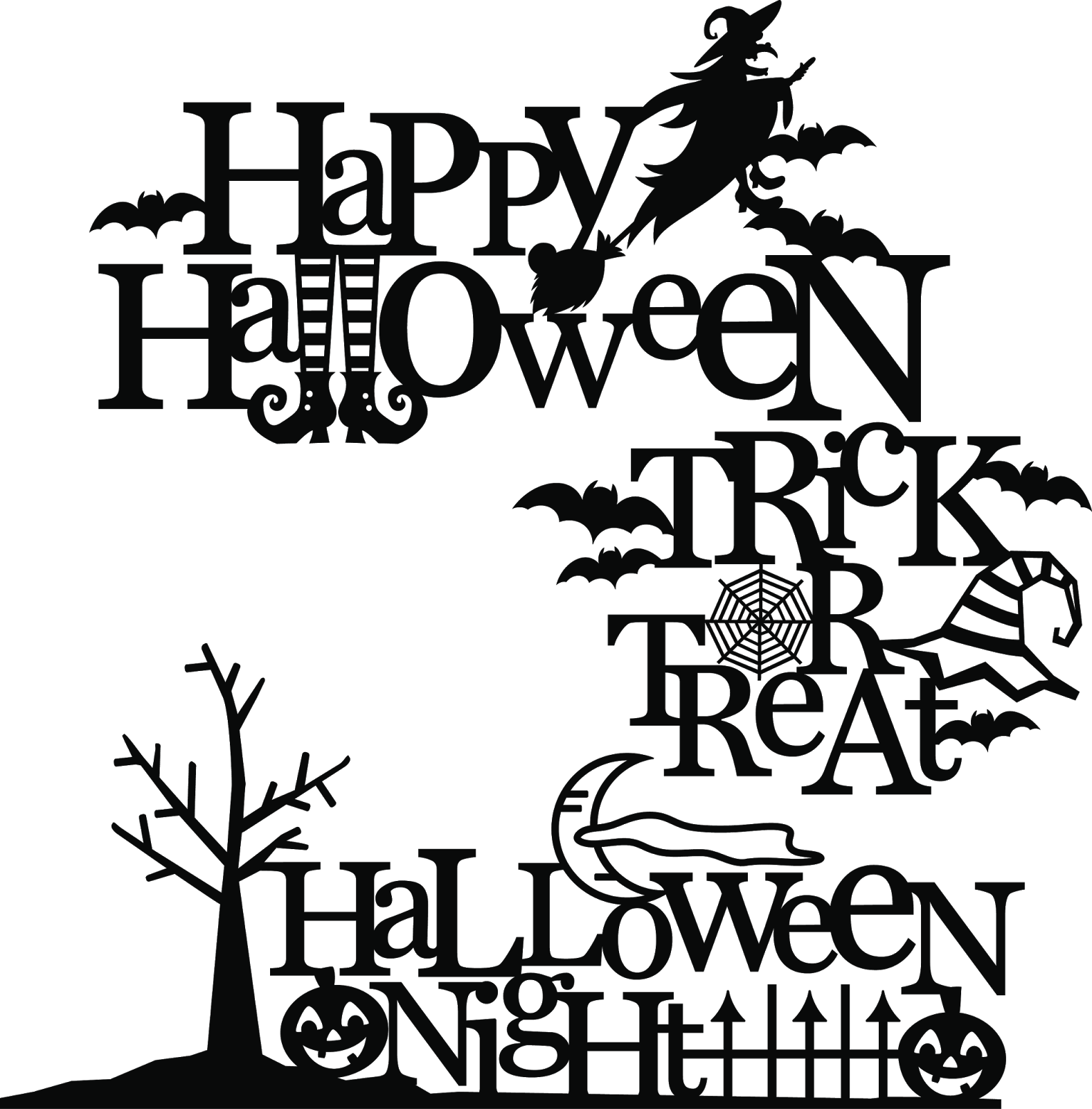 Happy Halloween Trick Or Treat Typography DTF Transfer