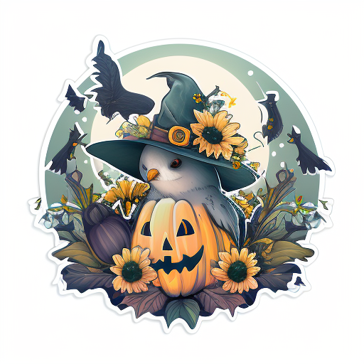 Autumn Crow With Witch Hat Pumpkin DTF Transfer