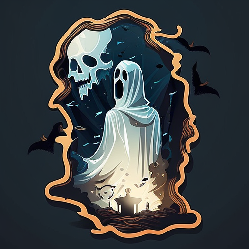 Spooky Ghost And Skull Portal Halloween DTF Transfer
