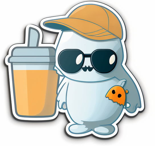Cute Ghost With Iced Coffee Halloween DTF Transfer