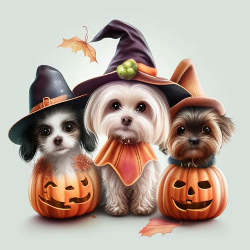 Adorable Halloween Puppy Trio In Witch DTF Transfer