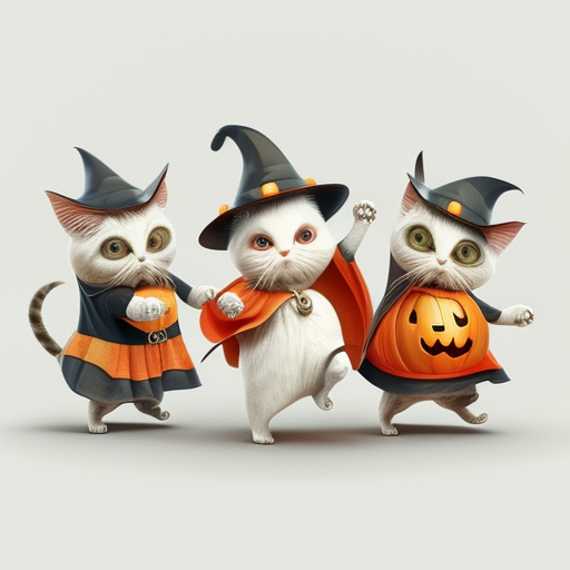 Three Cute Halloween Cats In Witch Costumes DTF Transfer