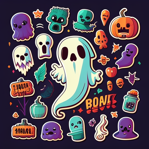 Kawaii Halloween Ghost Sticker Pack DTF Transfer