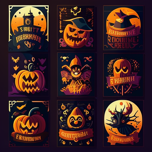 Halloween Poster Collection Set with Pumpkins DTF Transfer