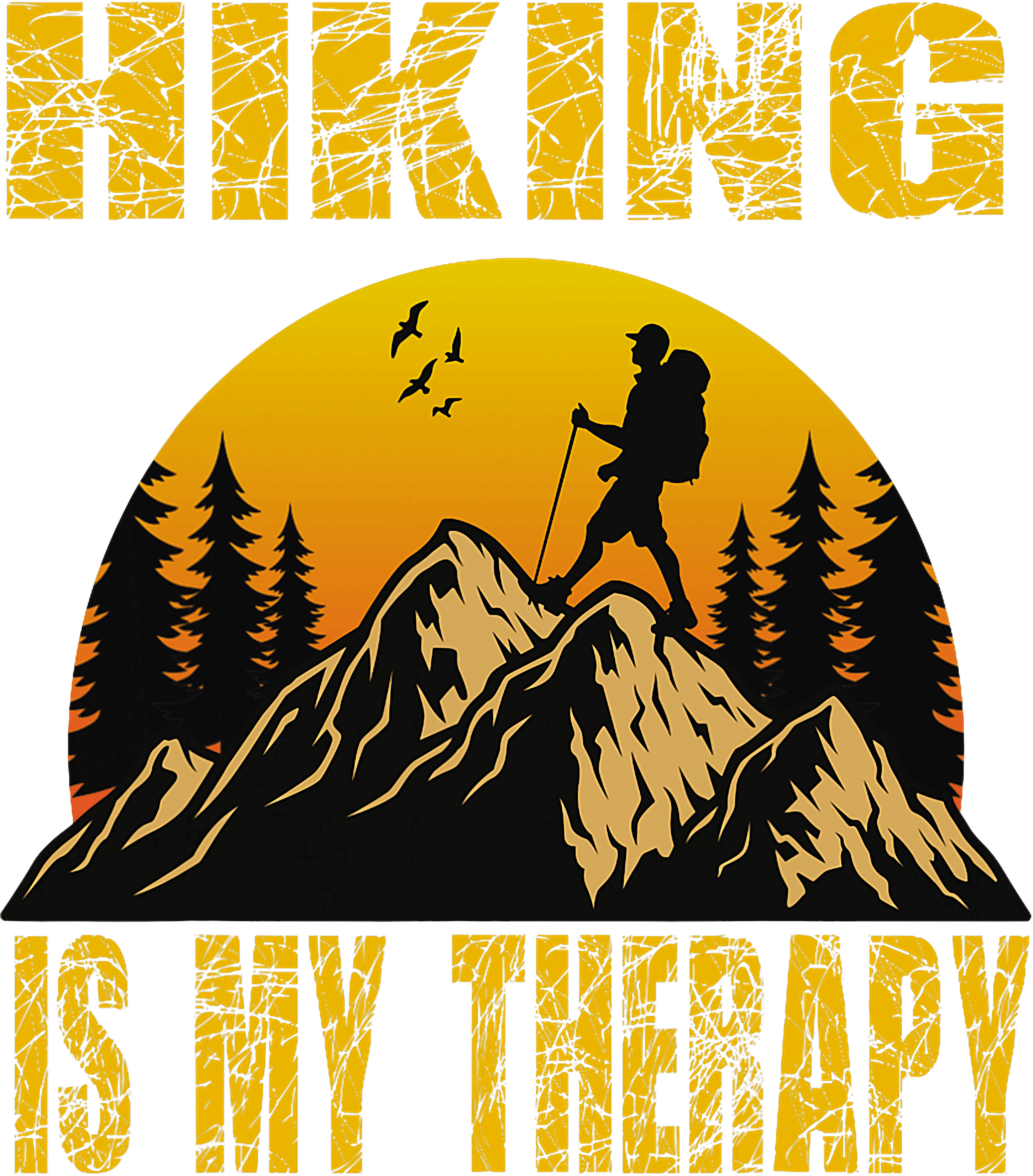 Hiking Is My Therapy Vintage Hiking DTF Transfer