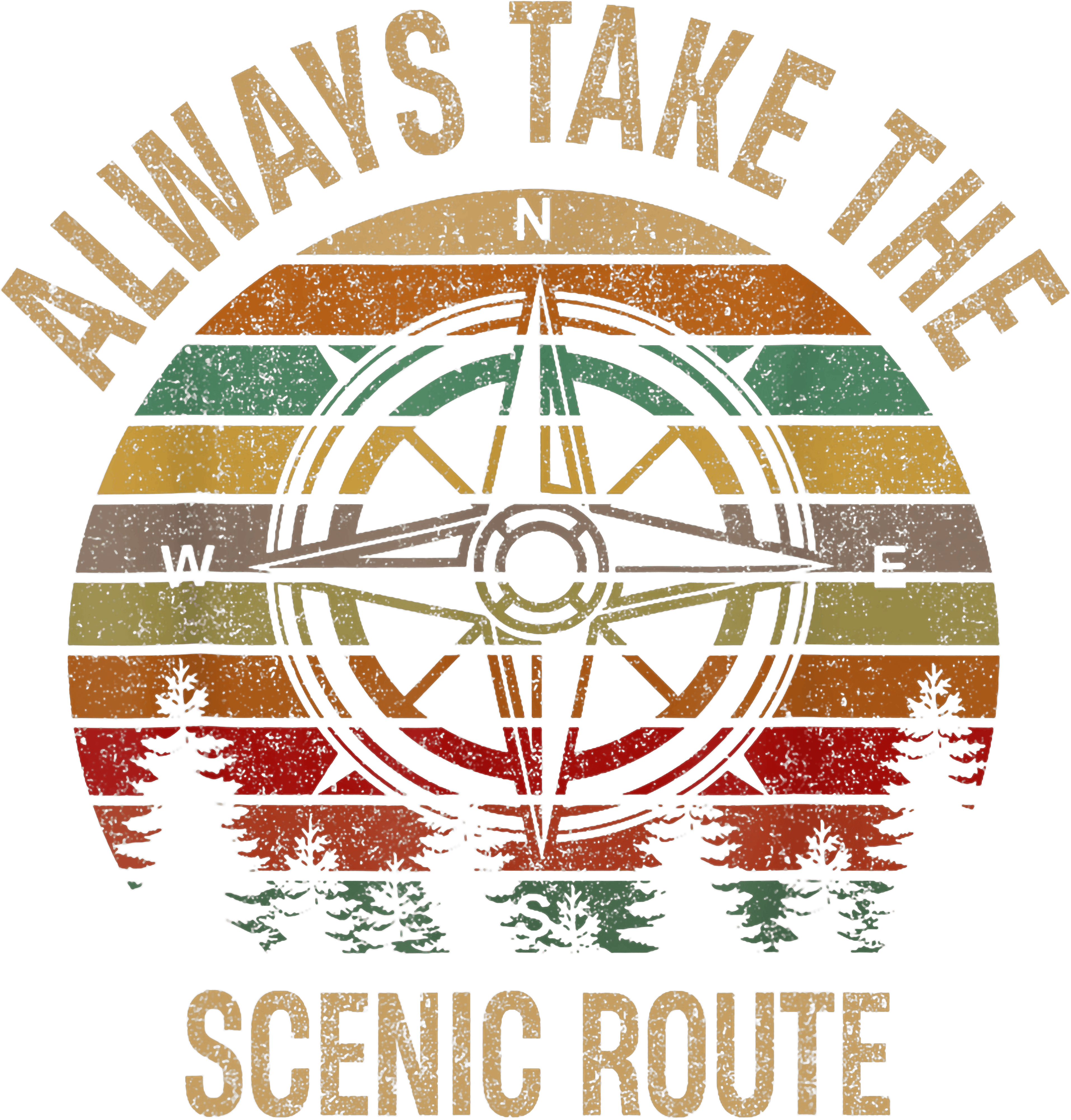 Always Take The Scenic Route Hiking DTF Transfer