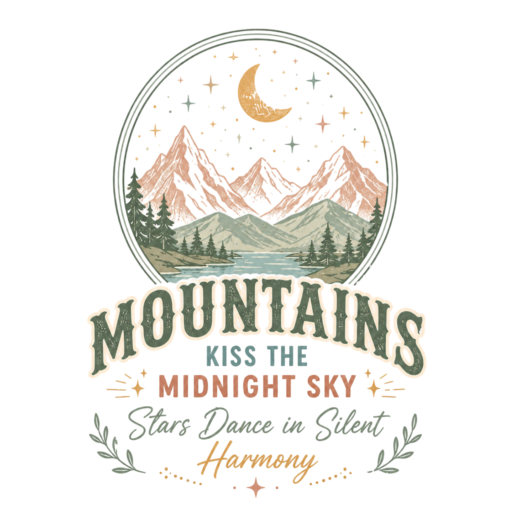 Mountains Kiss The Midnight Sky DTF Transfer