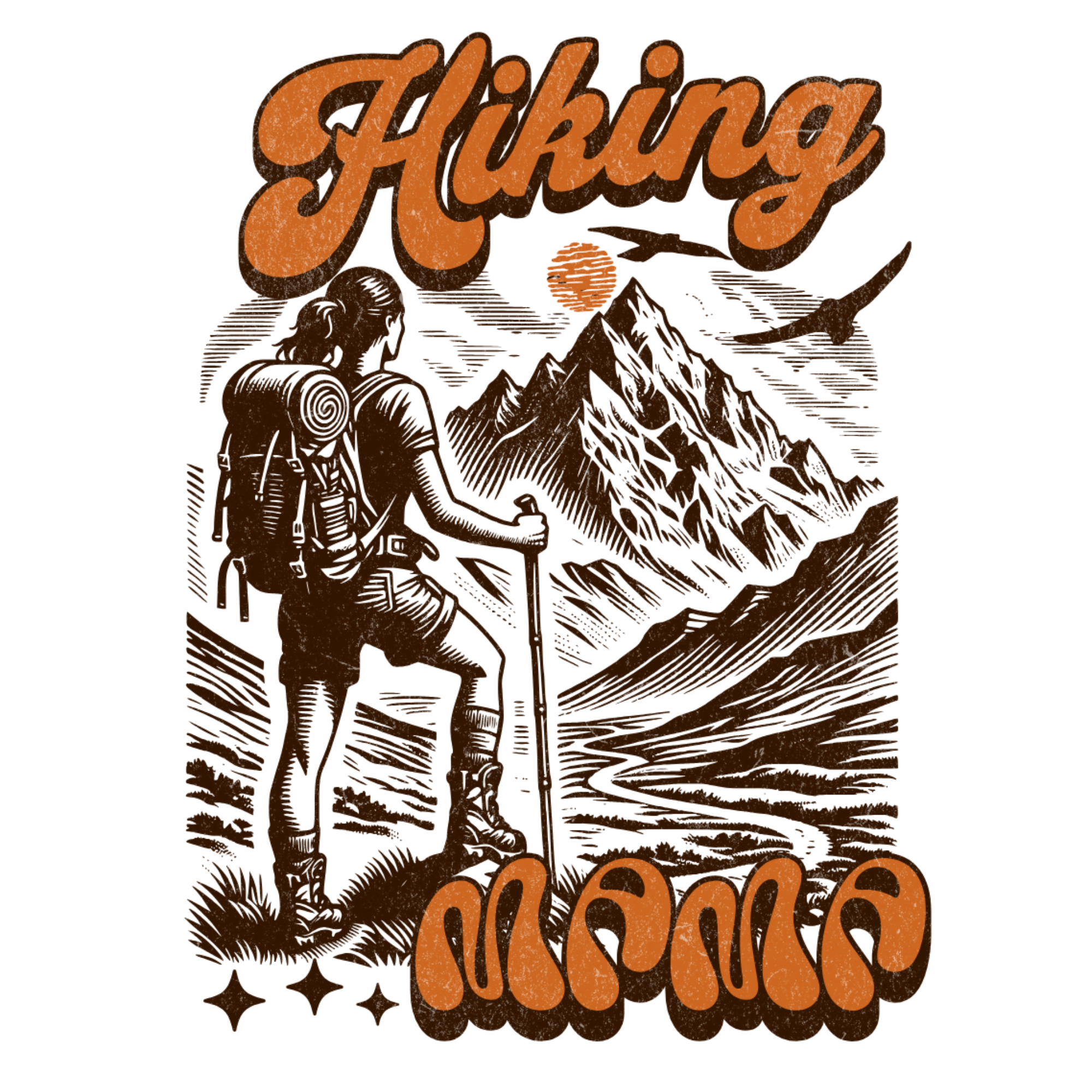 Hiking Mountain Adventure DTF Transfer