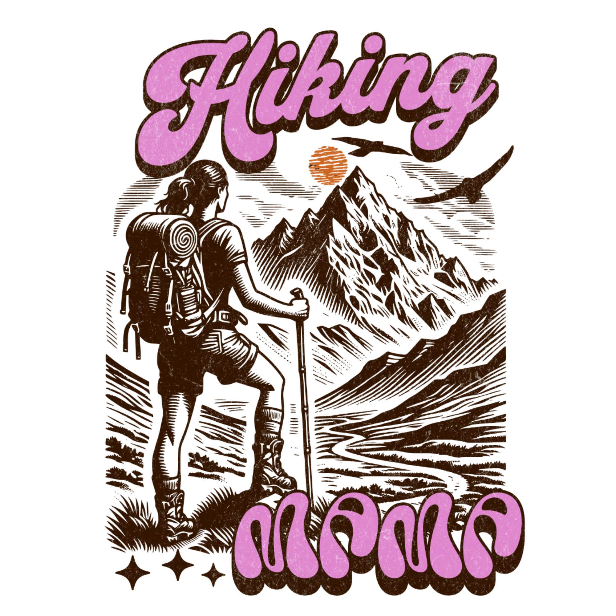 Hiking Mountain Explorer DTF Transfer