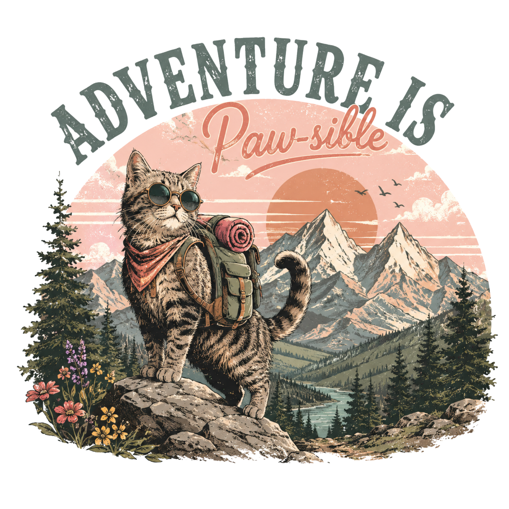Pawsible Hiking Adventure DTF Transfer