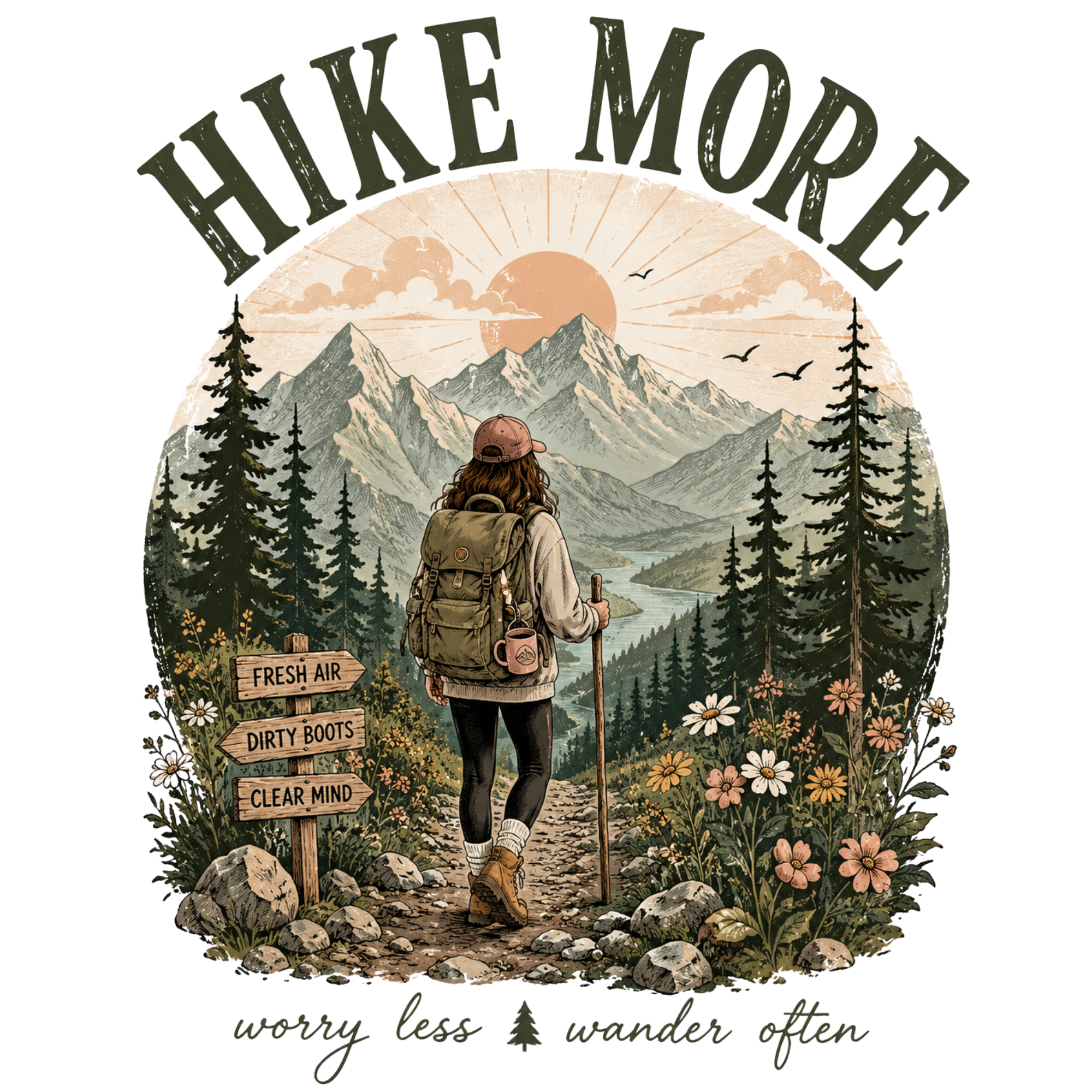 Hike More Worry Less DTF Transfer