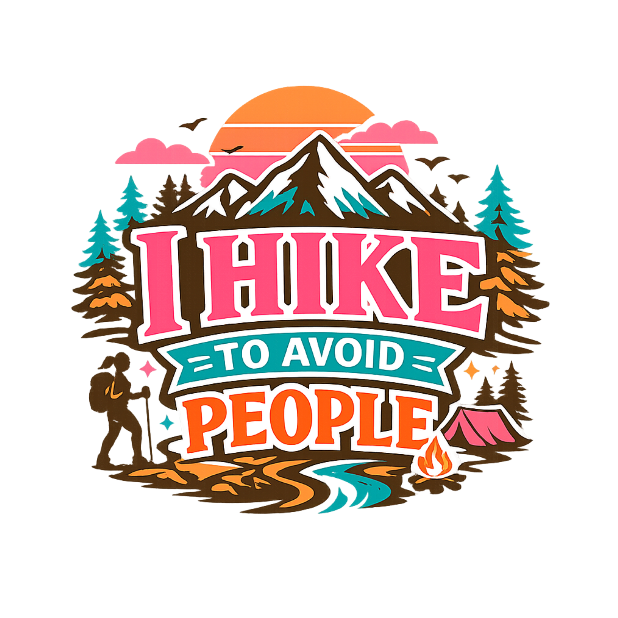 Hiking To Avoid People DTF Transfer