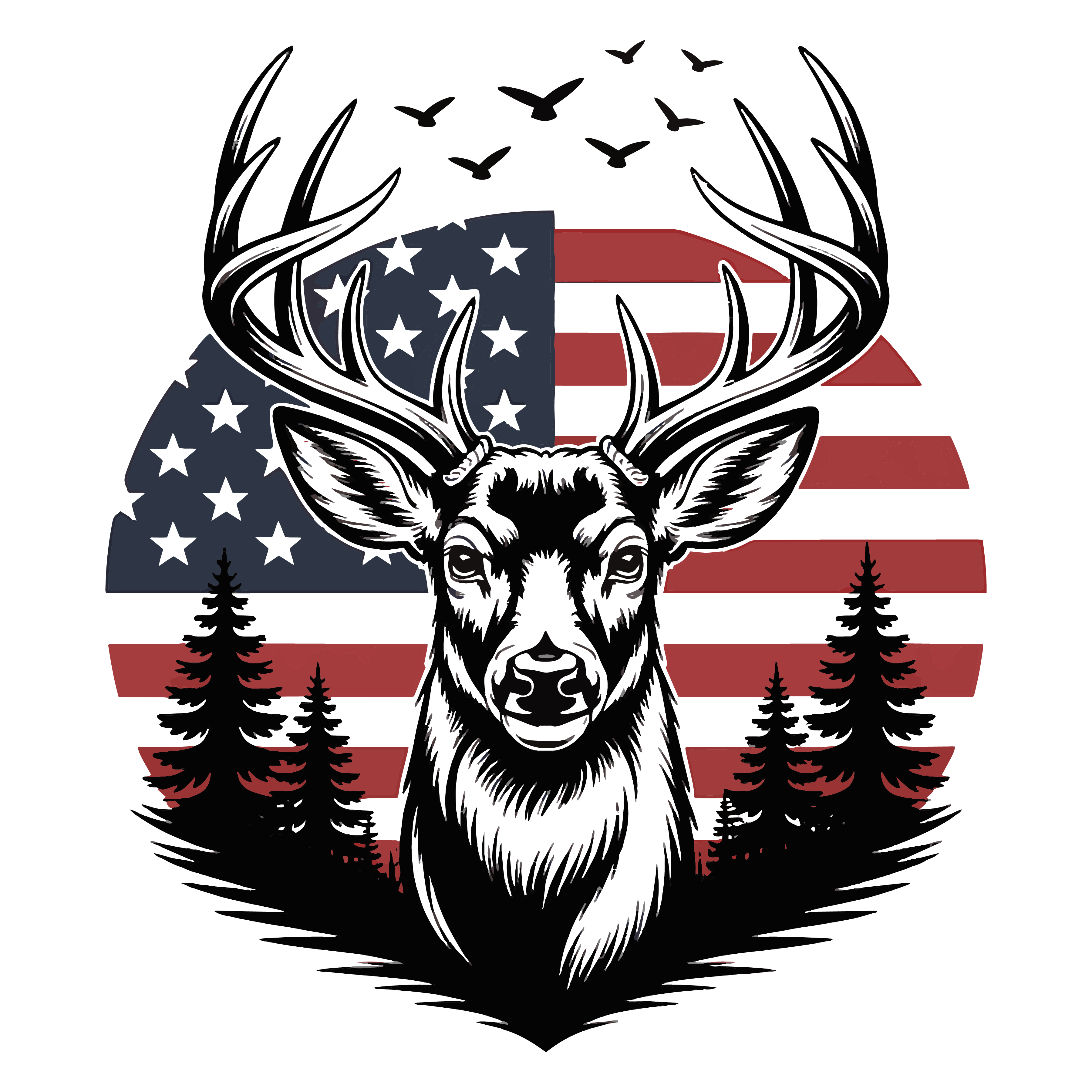 Patriotic American Deer DTF Transfer